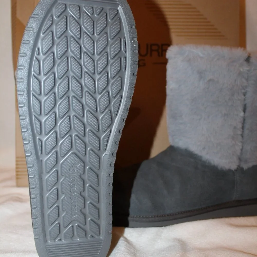 NIB UGG KOOLABURRA WOMEN'S GRAY CLASSIC SHORT‎ FUR CUFF WINTER BOOTS